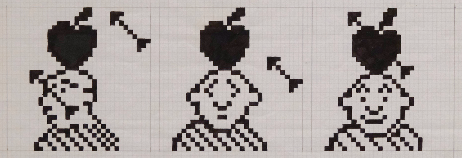 Susan Kare, Graphic icon sketch (1982-1983), Crayon et encre sur papier quadrillé